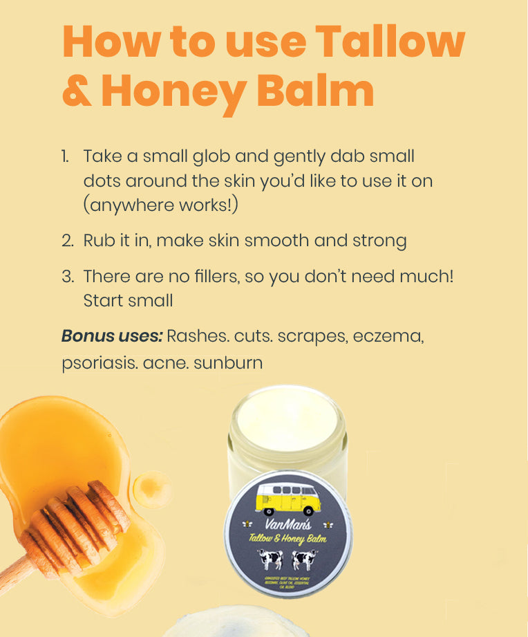 Honey &amp; Grass Fed Beef Tallow Balm for Skin - VanMan