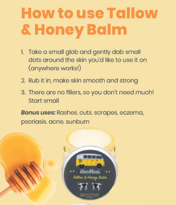 Honey & Grass Fed Beef Tallow Balm for Skin - VanMan