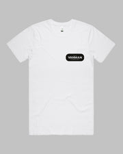 100% cotton t shirt with Vanman's black and white logo